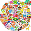 Apakkai 600 Pcs Cute Stickers for Kids, Water Bottle Stickers for Teens, Kawaii Vinyl Phone Laptop Skateboard Animal Waterproof Sticker, Bulk Aesthetic Sticker Packs for Boys Girls Teacher