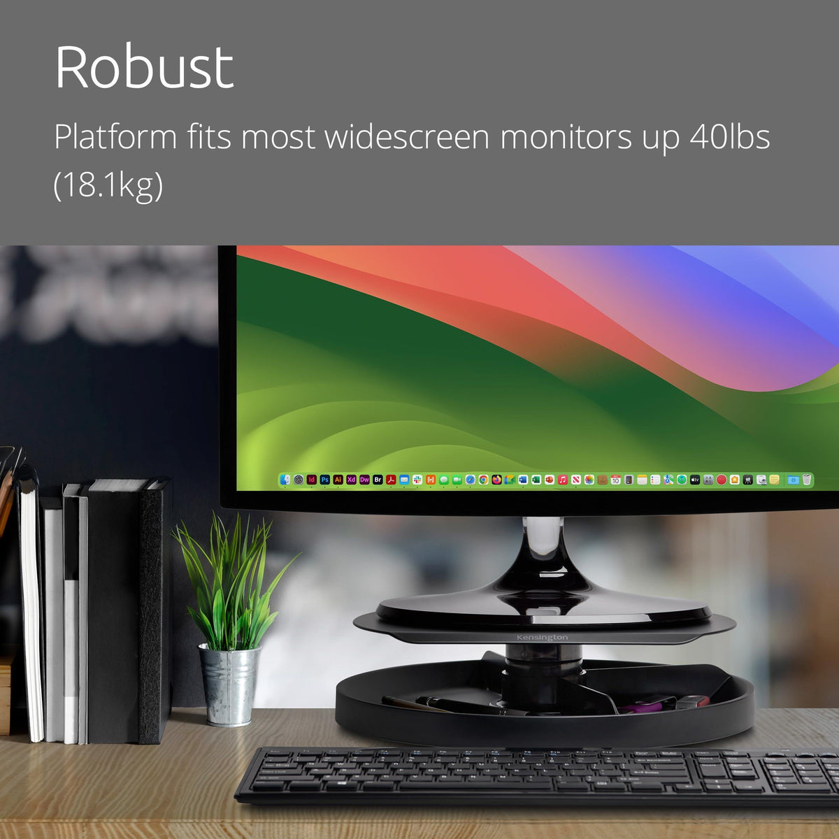 Kensington Smart Fit Spin2 Monitor Stand - Black (K52787WW), 3.1" x 12.6" x 12.6"