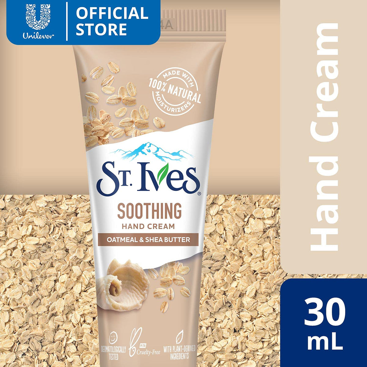 St. Ives Soothing Oatmeal & Shea Butter Hand Cream with 100% Natural Moisturizers for Soft Glowing Hands, Travel Size, Paraben Free, Dermatologist Tested (Imported), 30 ml