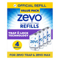 Zevo Flying Insect Trap Refill - for The Zevo MAX & Standard Indoor Fly Trap - Catch Gnats, House & Fruit Flies - Easy to Use - Mess-Free Disposal (4 Refill Cartridges)