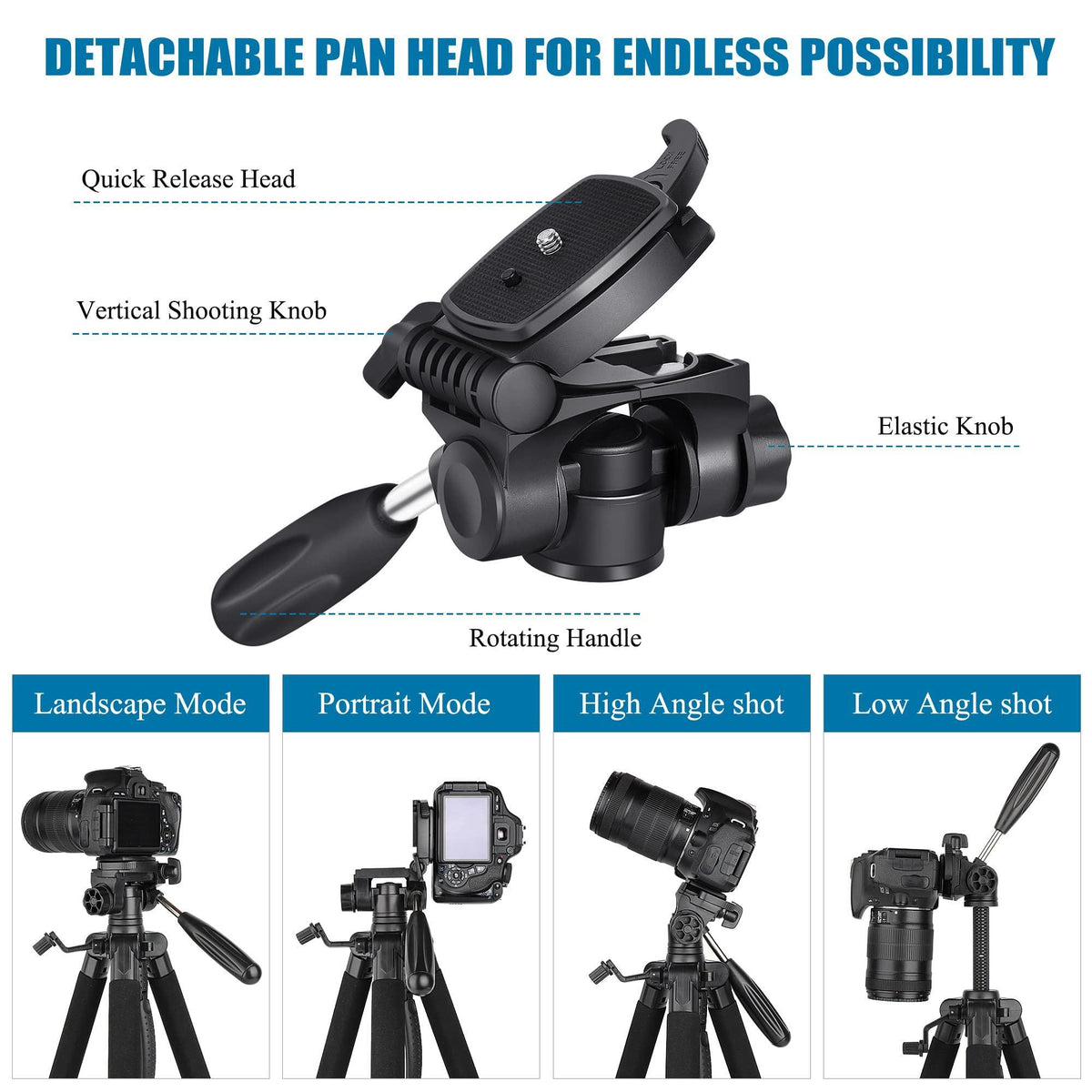 VICTIV 74” Camera Tripod, Tripod for Camera and Phone, Aluminum Professional Tripod Stand for Canon Nikon with Carry Bag and Phone Holder, Compatible with DSLR, iPhone, Spotting Scopes, Max Load 9.5Lb