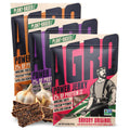 AGRO POWER Vegan Jerky 3-Pack BBQ, Teriyaki, & Original - Delicious, Non-GMO Certified Vegetarian Jerky with 25 Grams of Plant-Based Protein and 40% Less Sodium - High Protein Vegan Snacks - 3 Pack Set