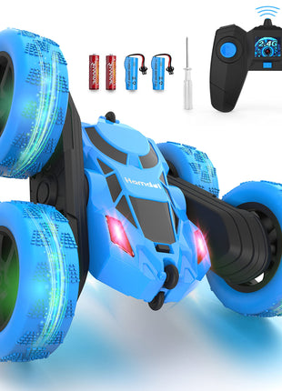 Hamdol Remote Control Car for Kids, 360° Rotating RC Stunt Car Double-Sided 4WD Electric Vehicle with LED Lights, 2.4GHz Rechargeable Toy Cars for Boys Girls Age 6 7 8 9 10 11 12, Birthday Gift