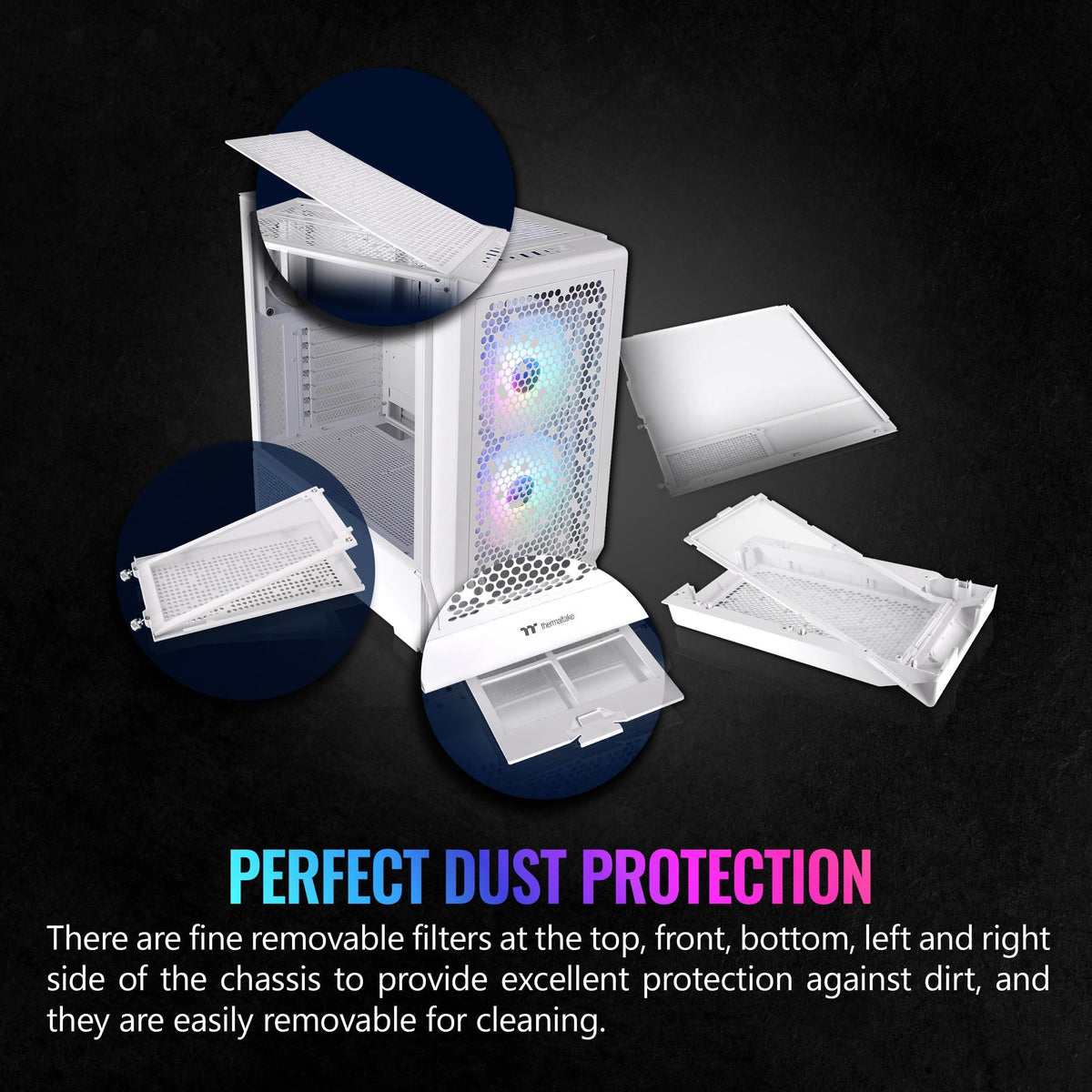 Ceres 330 TG ARGB Snow Mid Tower E-ATX Case Supports Hidden-Connector Motherboard; Preinstalled 2 x CT140 ARGB Fans; Rotational PCIe Slots; CA-1Y2-00M6WN-01; 3 Year Warranty