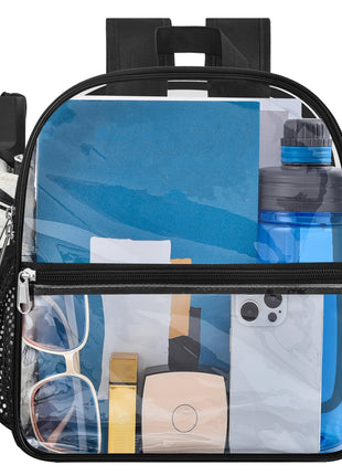 Oraben Clear Backpack Stadium Approved, 12 x 6 x 11 in, Small Transparent Backpack for Concerts, Sports Events, Festivals, Travel, Waterproof PVC, Adjustable Straps, Women Men