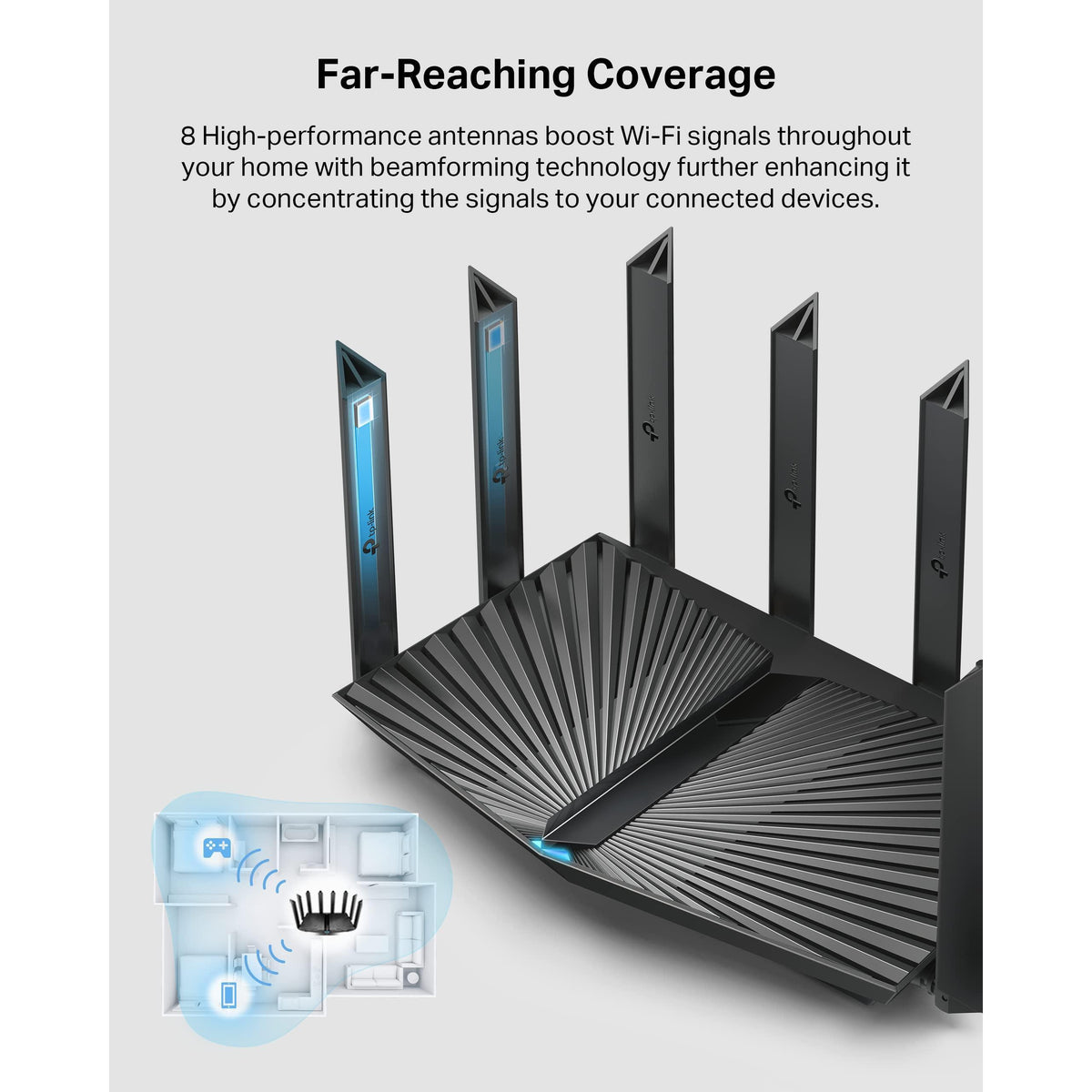 TP-Link AX6000 Wi-Fi 6 Router (Archer AX80) – Dual Band, 2.5 Gbps WAN/LAN Port, 8K Streaming,Wireless Internet Router with OneMesh and AP Mode, Long Range Coverage, WPA3, Beamforming