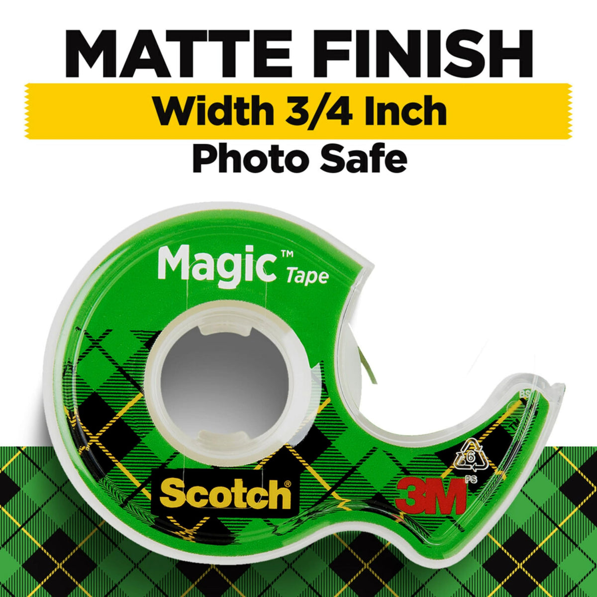 Scotch Magic Tape, 3 Dispensered Rolls, Numerous Applications, Invisible, Clear Tape Engineered for Repairing, 3/4 x 300 Inches