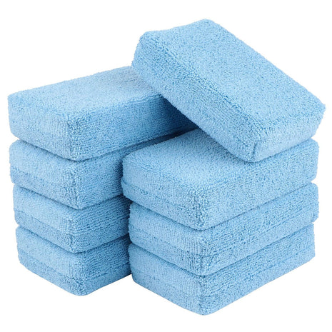AIDEA Microfiber Applicator Pad-8Pack, Car Wash Sponge, Premium Microfiber Sponge and Cleaning Pads, Perfect for Effortless Wax, Sealant, and Conditioner Application, Car Detailing Supplies, Blue
