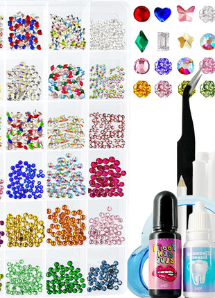 CiikDux DIY Tooth Jewelry Kit - 770 Crystals, 12 Shapes Bedazzle Gems, Teeth Jewelry Starter Set