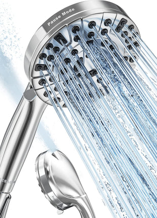 BESAQUO Shower Head,10 Functions High Pressure shower head with handheld, Built in Pause Mode & 2 Power Wash, Non Clogging Nozzles High Flow Hand Held Shower Head, Leakproof 6.5ft Hose&Metal Bracket