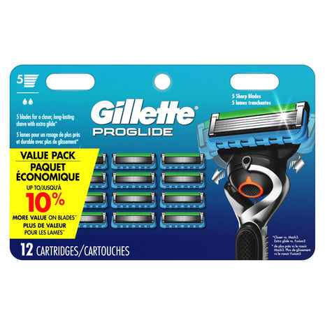 Gillette Fusion5 ProGlide Razor for Men, 12 Blade Refills with Precision Trimmer