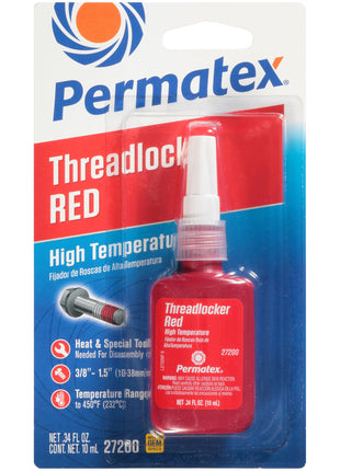 Permatex 27200 Hiigh Temperature Threadlocker Red, 10 ml
