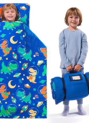 JOIEDOMI Toddler Nap Mat with Removable Pillow and Minky Blanket 55''x30'' Kids Sleeping Bag for Boys and Girls Ages 3-6 Roll Up Soft Nap Mats for Preschool Kindergarten Daycare Sleepover
