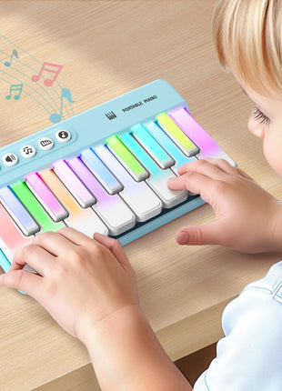 iPlay, iLearn Toddler Mini Piano Toy, Pocket Travel Musical Piano Kids 1-3 | Portable Musical Instrument Toys W/ Rainbow Lights, Music Interactive Birthday Gift 2 4 5 6 Year Old Boy Girl Child-Blue