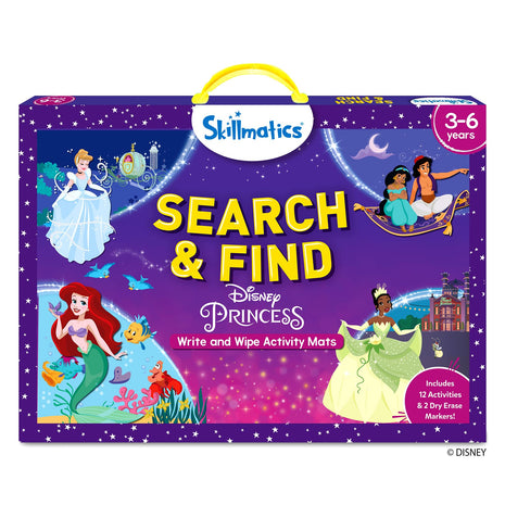 Skillmatics Search and Find Preschool Toy – Disney Princess, Gift for Kids | Write & Wipe Mats, Back to School, Learning & Educational Toy, Handwriting Aid, Toddlers & Kids, Arts & Crafts, Ages 3, 4, 5