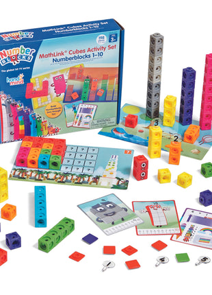 hand2mind MathLink Cubes Numberblocks 1-10 Activity Set, 30 Preschool Learning Activities, Counting Blocks, Linking Cubes, Educational Toys for Kids, Number Games, Math Manipulatives Kindergarten