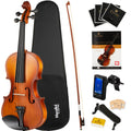 Mendini By Cecilio 1/2 Violin Set For Beginners - Fiddle Solidwood Kit with Hard Case - Acoustic Violin with Bow, Rosin, Tuner, Extra Strings & Bridge, Shoulder Rest and Lesson Book (Satin Antique)
