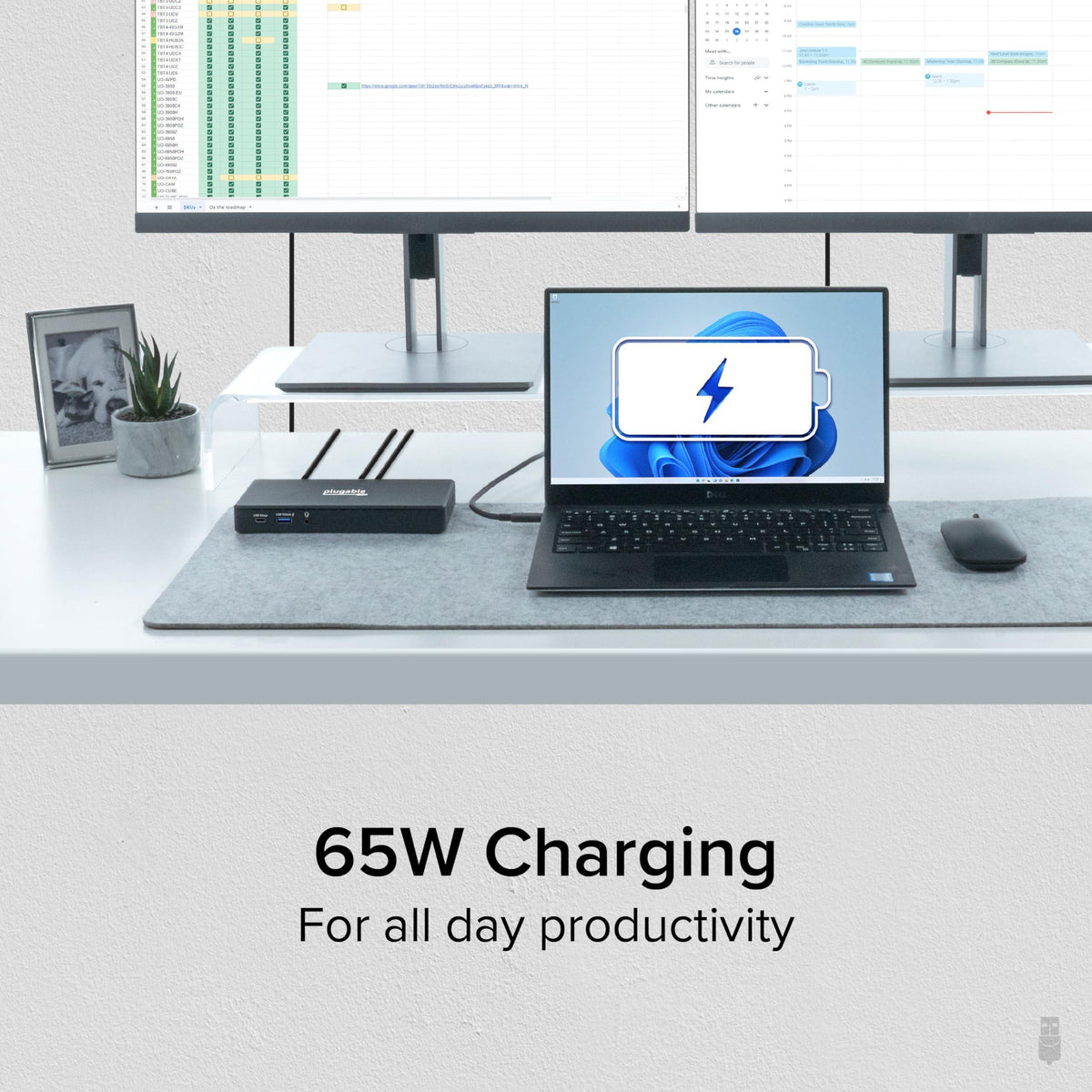 Plugable USB C Docking Station Dual Monitor 2 HDMI Ports, Power Delivery Dock, Dual 4K Monitor for Windows, ChromeOS, 1x USB-C, 3X USB, Ethernet, and Audio - Driverless (UD-MSTH2)