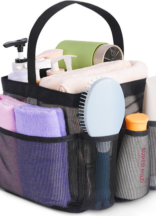 Eudele Mesh Shower Caddy Portable for College Dorm Room Essentials, 8 Pocket Large Capacity Shower Bag for Beach, Swimming, Gym