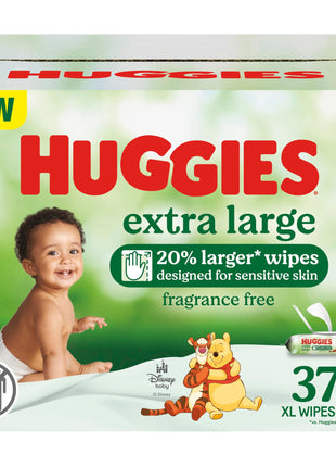 Huggies Extra Large Baby Wipes, Unscented, 9 Flip-Top Packs, 378 XL Wipes Total, Packaging May Vary
