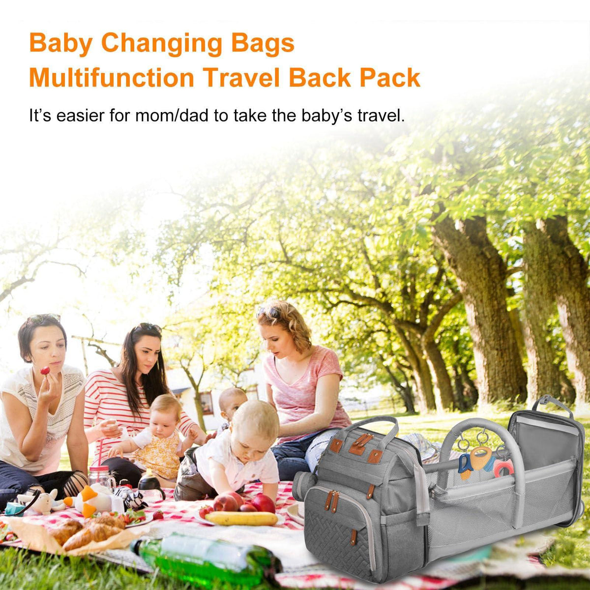Astro alan Baby Diaper Bags with Changing Station, Waterproof Diaper Bag Backpack for Moms Dads with USB Charging Port, Baby Shower Gifts, Large Capacity diaper backpack, Grey