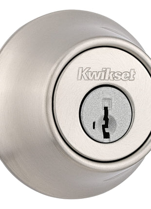 Kwikset 660 Deadbolt Deadbolt Lock, Satin Nickel Round Exterior Keyed Front Entry Door, Pick Resistant SmartKey Rekey Security, Single Cylinder Dead Bolt, with Microban Protection