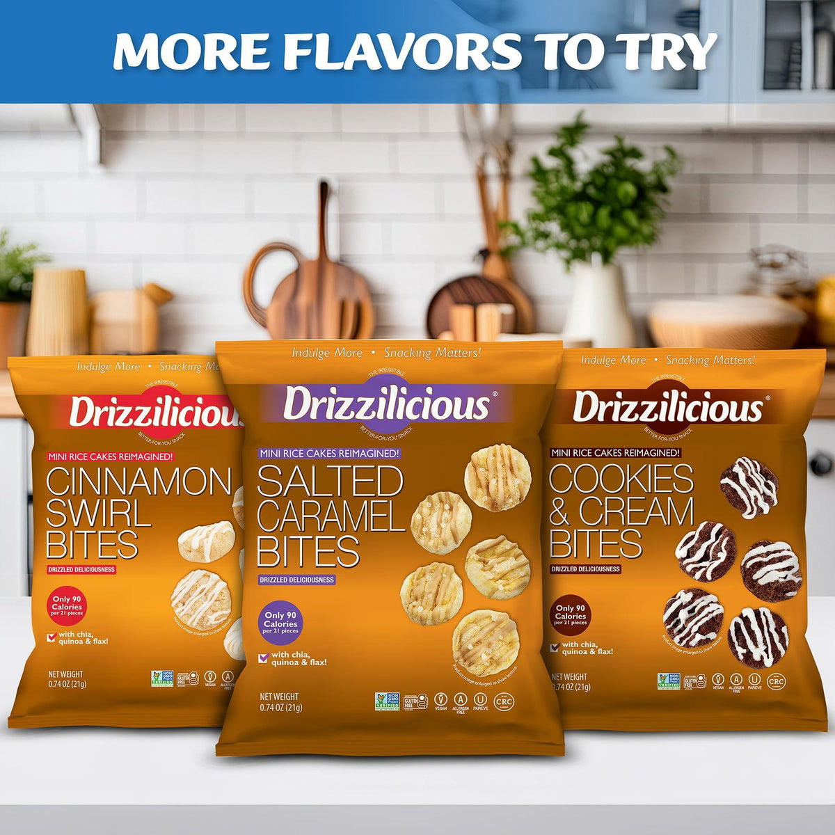 Drizzilicious Mini Rice Cakes Birthday Cake - Rice Crisps, Healthy Snack for Adults and Kids, Flavored Rice Cakes, Vegan, Gluten Free, Allergen Free, Only 90 Calories Per Bag - 0.74 oz (Pack of 10)