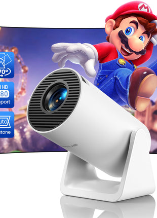 [Short Throw/Adjustable Stand]Mini projector with WiFi and Bluetooth, 2025 Upgrade Outdoor Portable Movie Projector 1080P, Auto Vertical Keystone, Home Projector for Phone/TV Stick, WiMiUS S27 (White)