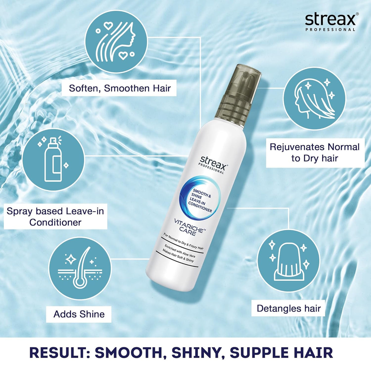 Streax Professional Vitariche Care Smooth & Shine Leave-in-Conditioner 100ml