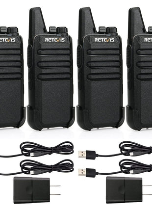 Retevis RT22 Two Way Radio Long Range Rechargeable,Portable 2 Way Radio, USB-C Charging, Handsfree Walkie Talkies for Adults Cruise Hiking Camping(4 Pack)