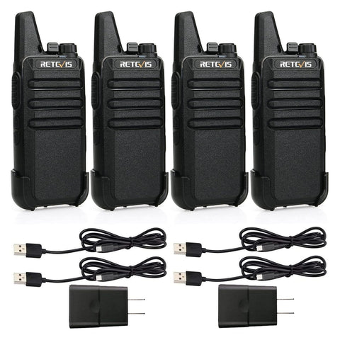 Retevis RT22 Two Way Radio Long Range Rechargeable,Portable 2 Way Radio, USB-C Charging, Handsfree Walkie Talkies for Adults Cruise Hiking Camping(4 Pack)