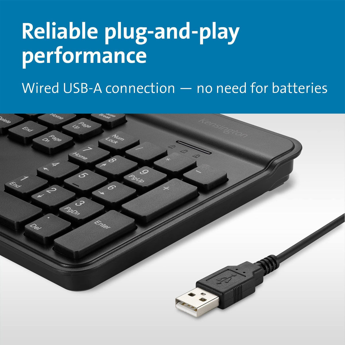 Kensington Simple Solutions Wired Keyboard TAA-Compliant (K55113US), Black
