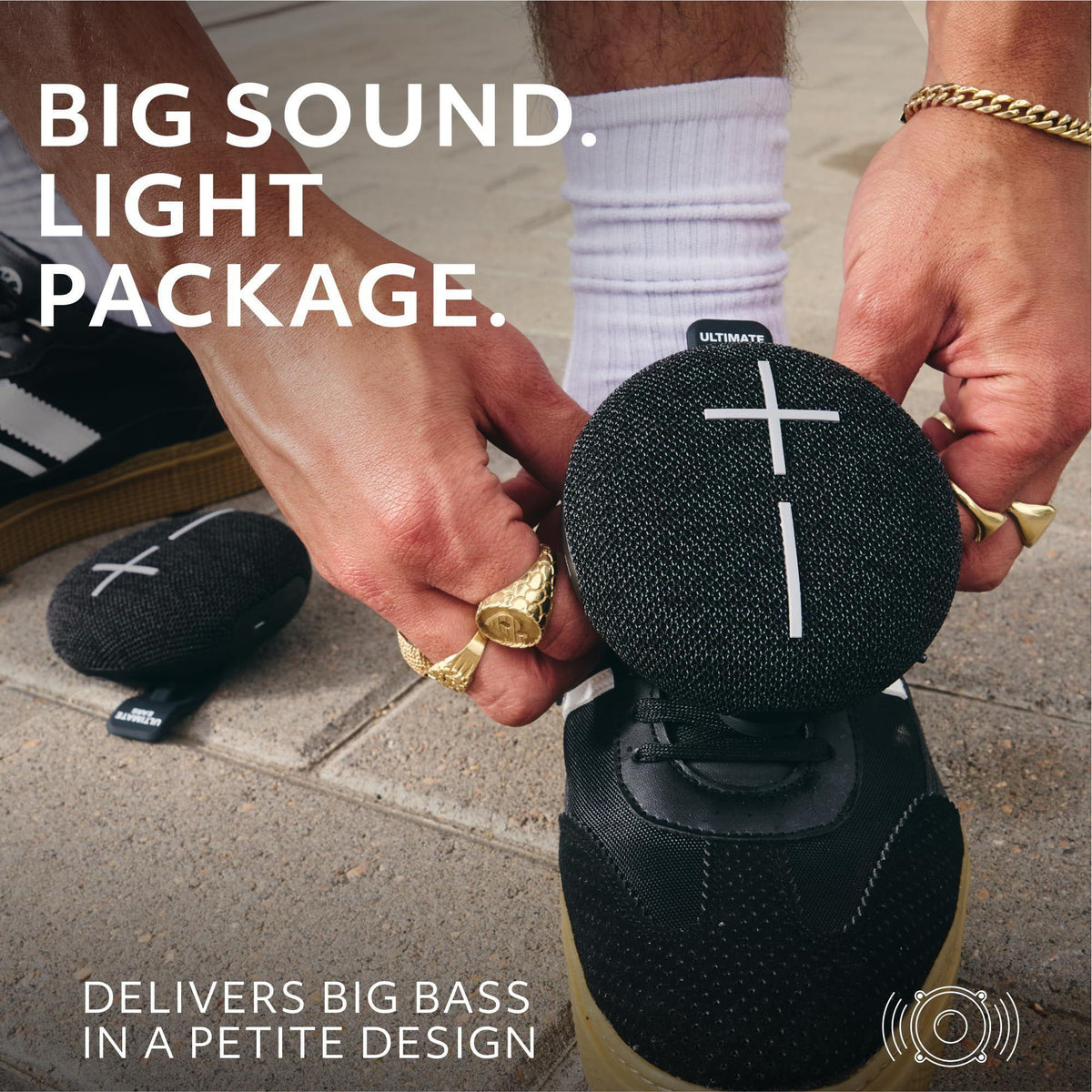 Ultimate Ears MINIROLL Ultra-Portable Waterproof Bluetooth Speaker, Big Bass, IP67 Dustproof, 131 ft (40 m) Range - Gentle Black