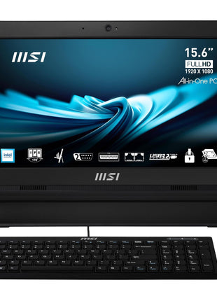 MSI PRO AP162T 15.6 inch FHD Touchscreen All-in-One PC: Intel Celeron N100, 4GB DDR4, 128GB m.2 NVMe SSD, WiFi, Bluetooth, Windows 11 Pro: ADL-020US