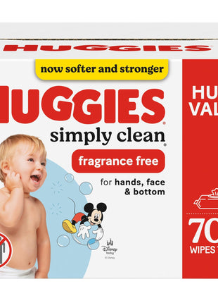 Huggies Simply Clean Unscented Baby Diaper Wipes, 11 Flip-Top Packs (704 Wipes Total), Packaging May Vary