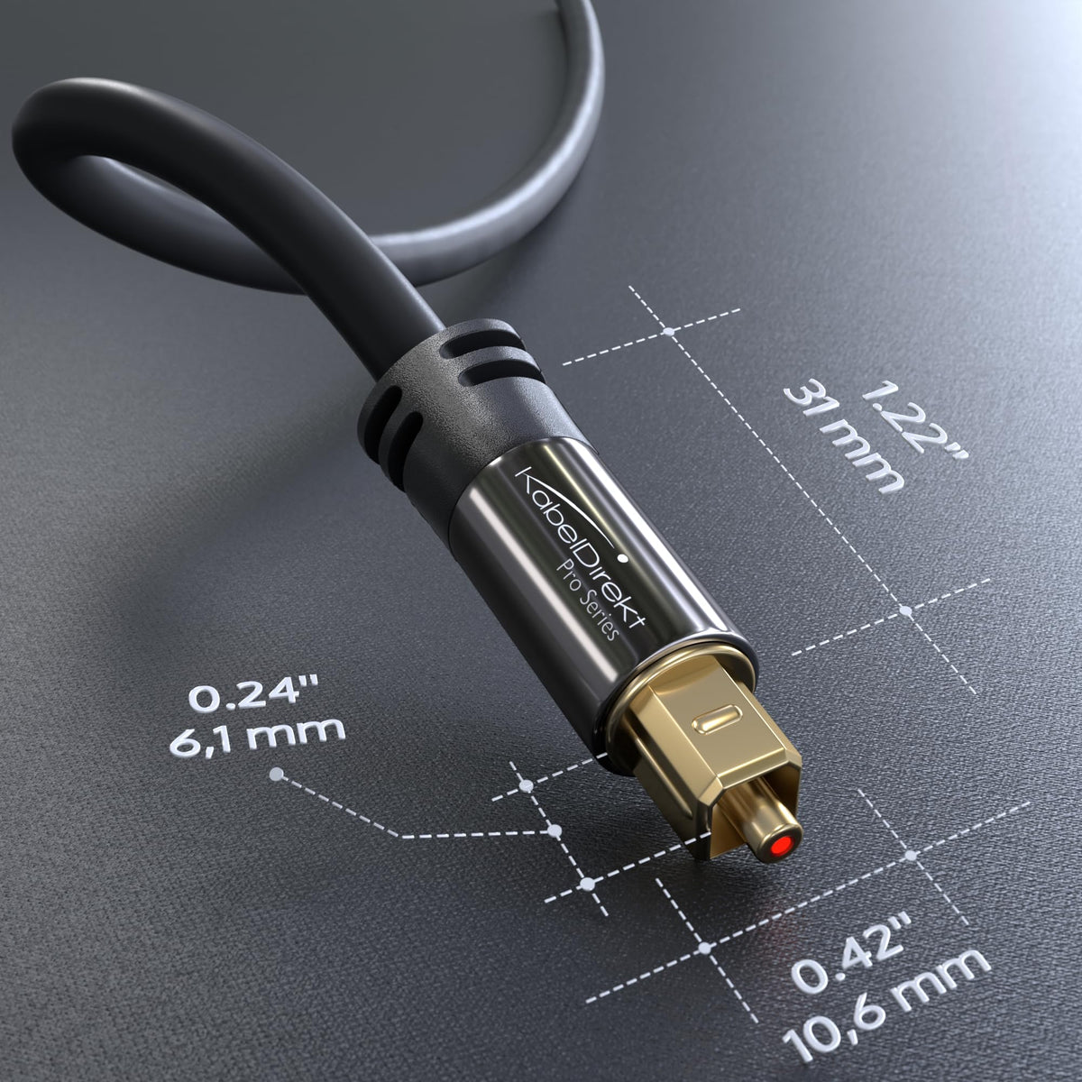 KabelDirekt TOSLINK – Optical Audio Cable – 6ft – Fiber Optic Cord, S/PDIF Digital Audio Optical Cable for Soundbar, Stereo Systems, Home Cinema, Xbox One/PS4 – Designed in Germany