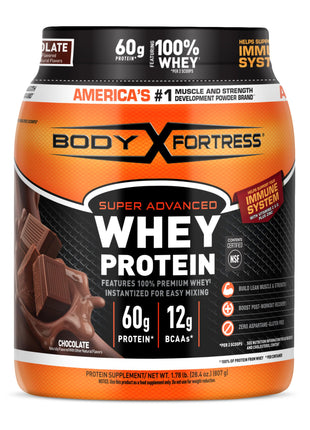 Body Fortress Super Advanced Whey Protein, Chocolate, 1.78 lbs | Flavor: Chocolate, Immune Support, Muscle and Strength Development