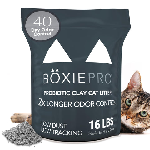 Boxie Probiotic Cat Litter, 30 Day Odor Control, Clumping Clay Kitty Litter, Odor Eliminating Probiotics, Dust-Free, No Fragrances No Fillers, 16 lb