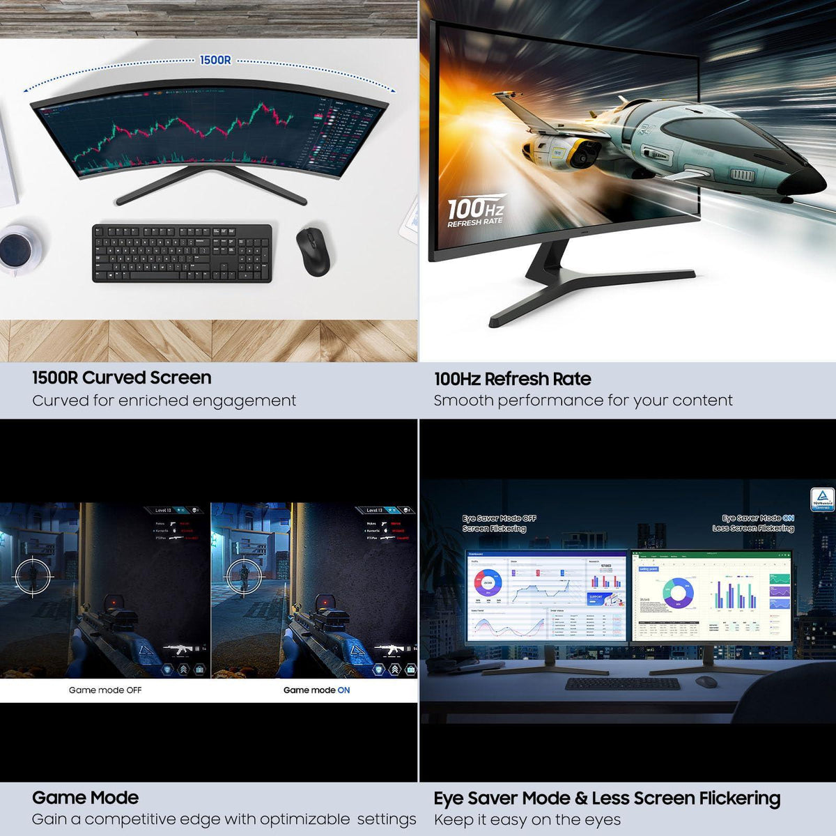 SAMSUNG 32-inch S3 (S39GD) FHD 100Hz Curved Monitor, Game Mode, Eye Saver Mode, Multiple Connectivity with HDMI Port, Built-in Speakers, LS32D396GANXZA, 2025