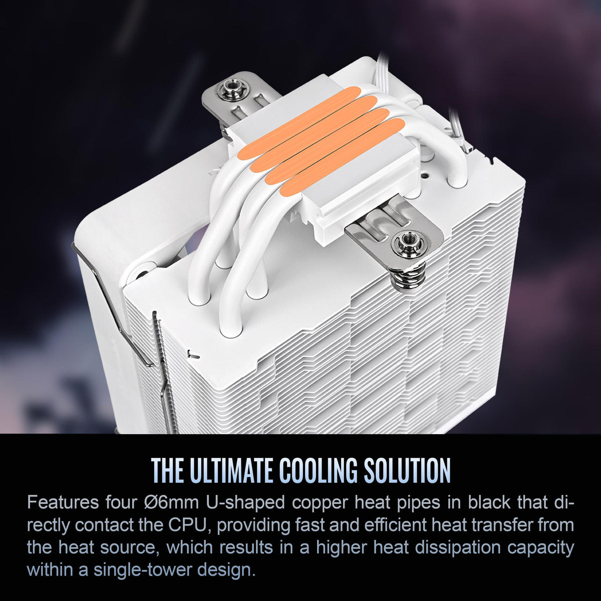 Thermaltake ASTRIA 200 ARGB CPU Cooler; 4 Copper Heat Pipes; 120mm PWM Fan; 500~1800RPM; Single Tower; Intel/AMD; 210W TDP; White; CL-P137-AL12SW-A