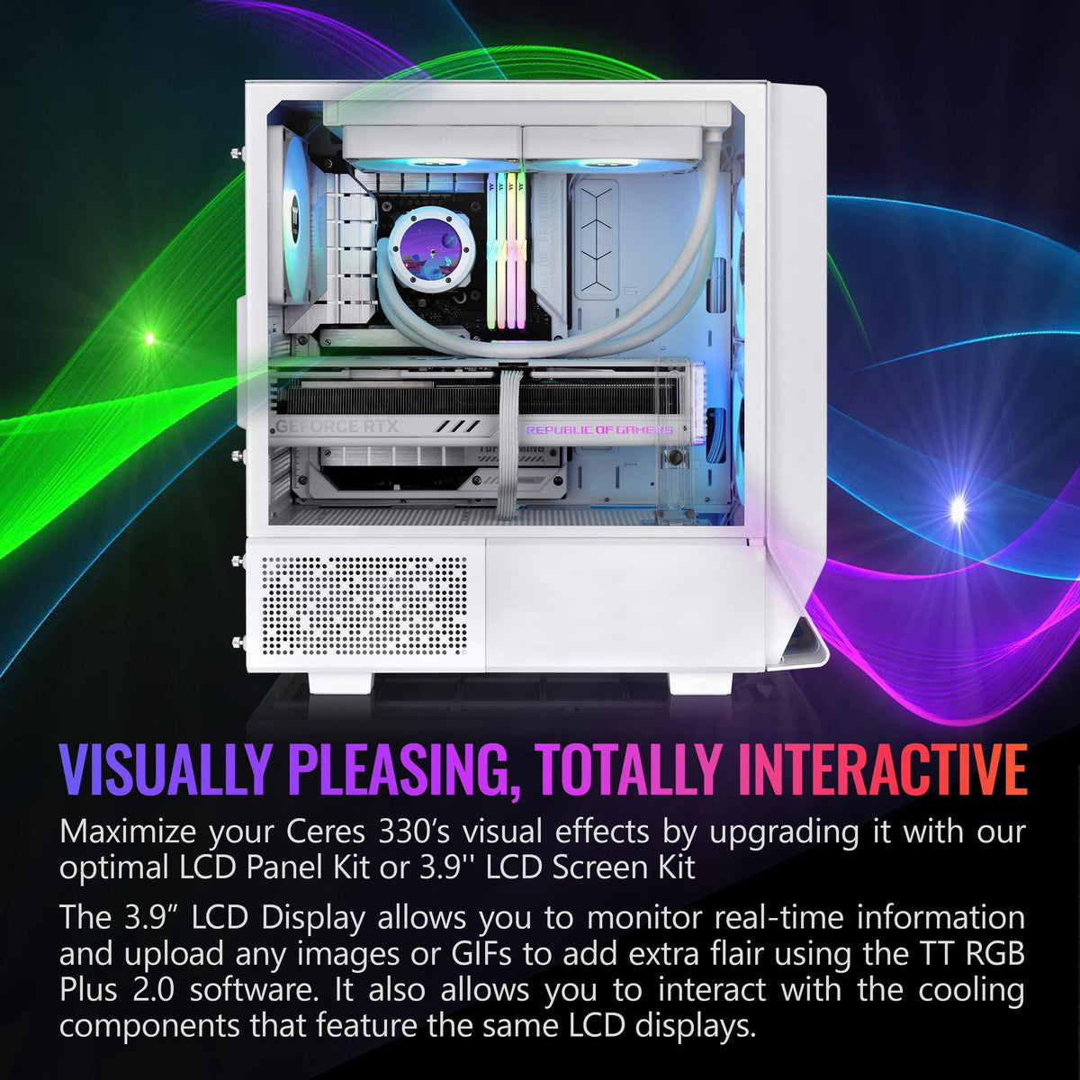 Ceres 330 TG ARGB Snow Mid Tower E-ATX Case Supports Hidden-Connector Motherboard; Preinstalled 2 x CT140 ARGB Fans; Rotational PCIe Slots; CA-1Y2-00M6WN-01; 3 Year Warranty