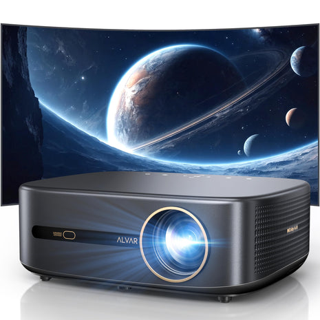 [2500 ANS & 50W] Alvar Outdoor Projector 4K Support with WiFi 6 and Bluetooth, dbx-tv Sound, Built in NetfIix App & DoIby Audio Proyector, Auto Focus & Keystone Smart for Soccer Match