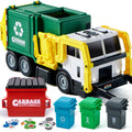 JOYIN Large Friction Powered Garbage Truck Toy Set, Includes Dumpster, Trash Bins, and Learning Cards for Kids, Boy Toys Birthday Gift for Boys Girls Kids Toddler Gift for Christmas