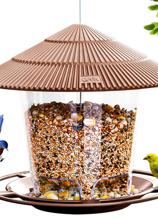 Bird Feeder Outdoor Hanging for Wild Bird Seed, Brown