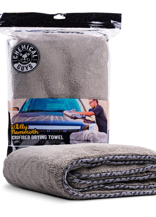 Chemical Guys Woolly Mammoth Large Microfiber Drying Towel - 36 x 25 Inch Gray, Ultra Plush Super Absorbent Car Drying Towel for Cars, Trucks, SUVs, Motorcycles, RVs, and Auto Detailing