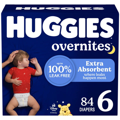 Huggies Size 6 Overnites Baby Diapers: Overnight Diapers, Size 6 (35+ lbs), 84 Ct (2 Packs of 42), Packaging May Vary