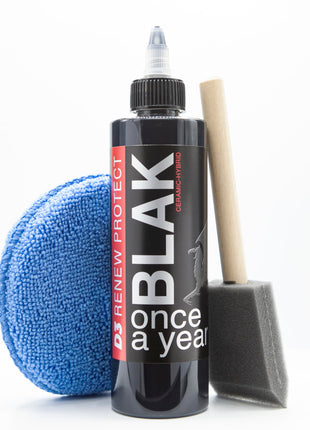 RENEW PROTECT Blak, Semipermanent Rich Black Tire & Trim Treatment, Mid to High Shine, Floor Mat- RV- Golf Cart, Motorcycle-Safe, Acrylic Ceramic-Hybrid Protectant, Wash-Proof, 5 min Dry-Seal 8oz