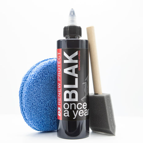 RENEW PROTECT Blak, Semipermanent Rich Black Tire & Trim Treatment, Mid to High Shine, Floor Mat- RV- Golf Cart, Motorcycle-Safe, Acrylic Ceramic-Hybrid Protectant, Wash-Proof, 5 min Dry-Seal 8oz