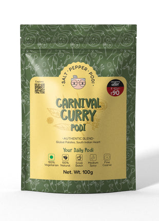 Salt Pepper Podi | Carnival Curry Podi | Exquisite Blend of Aromatic Spices | Mouthwatering Taste | Authentic South Indian Cuisine | Natural & Aromatic - Refill Pack - (3.52Oz / 100Gm)