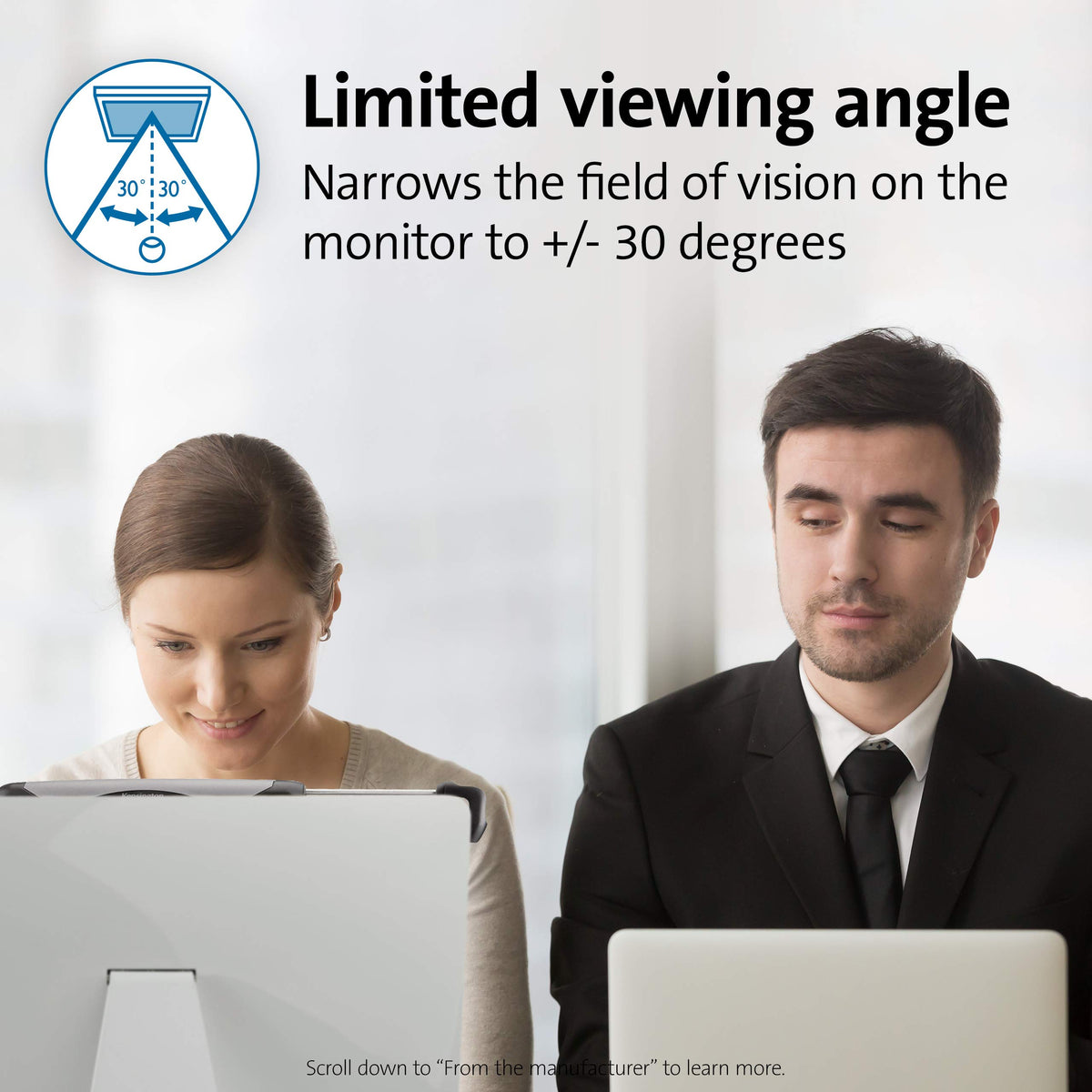 Kensington FS270 Snap2 Privacy Screen for 25-Inch to 27-Inch Widescreen 16:10 and 16:9 Monitors (K58400WW)